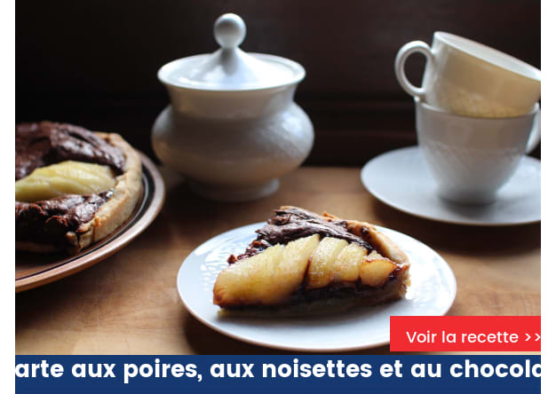 Tarte aux poires, aux noisettes et au chocolat